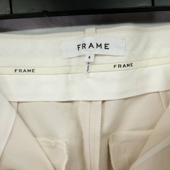 Frame Le Crop Flare Trouser Women’s 4 Ivory Thick Stretch Shaping Pant - Picture 8 of 12